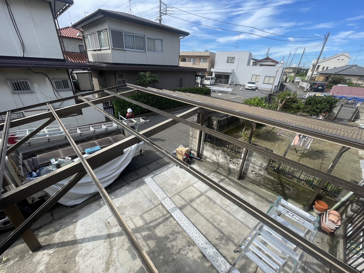 ポリカ波板修理　施工前