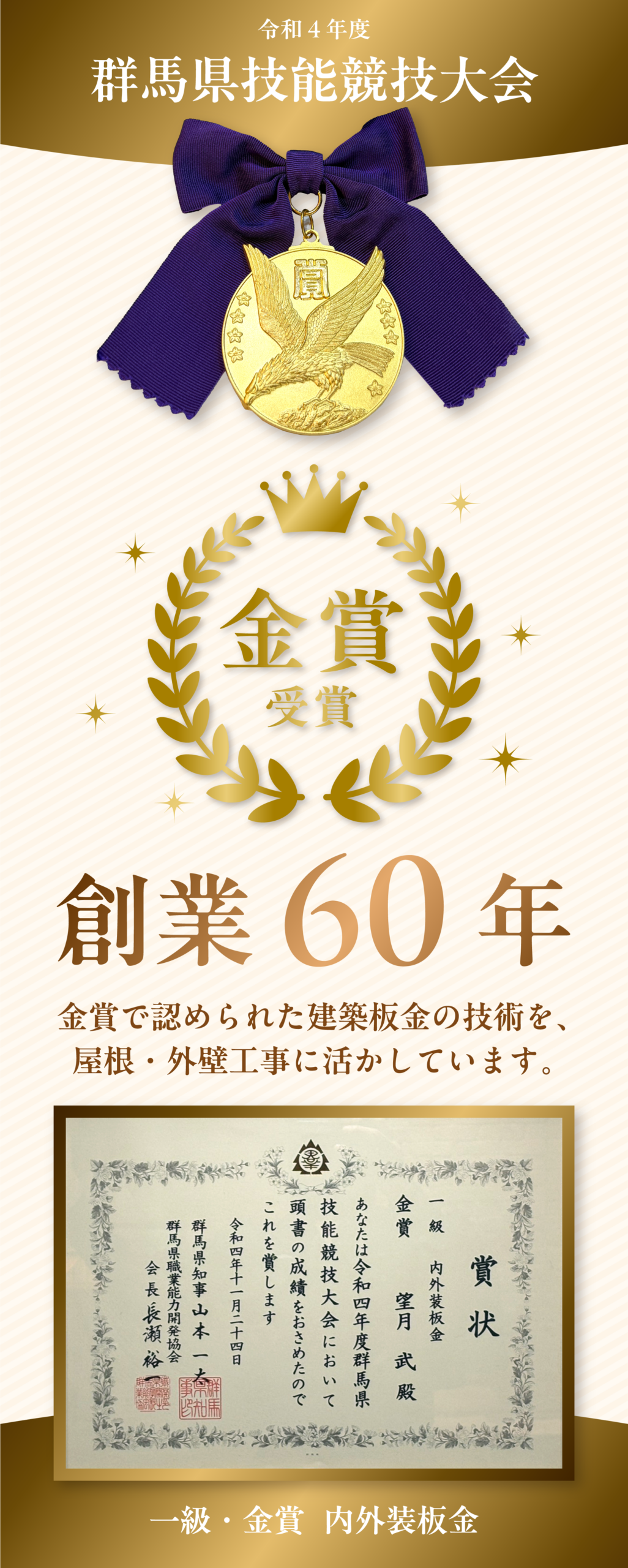 一級・内外装板金金賞・創業60年